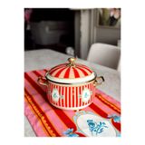 CREARTHOME Bellisima Emaye Tencere 20 Cm Kuş Desen Yoğurt Tenceresi