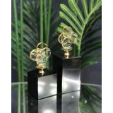 Crearthome Dekoratif Siyah Kaideli Bal Rengi 2 li Cam Yonca Obje 14-18 cm SZR-99-BAL