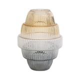 Crearthome Topaç Dekoratif Cam Vazo Sarı-Gri 22,5*22,5*30 cm AK.JK0024