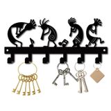 CREATCABIN Metal Anahtarlık Kokopelli Flüt Müzik Siyah Duvara Monte Düzenleyici Demir Raf Askısı Giriş Ön Kapı Mutfak Garaj Yoga Ofis için Dekoratif 6 Kanca Vidalar ve Çapalar ile 26,9 cm