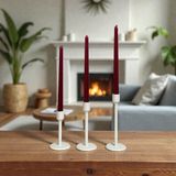 Create Handle 3’lü Modern Plastik Şamdan Mumluk Seti - Beyaz–7 cm Tabanlı–12/15/18 cm Yükseklik–2 cm Mum Uyumlu