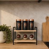 Create Handle Tezgah Üstü Mutfak Rafı 2 Katlı 50X20 cm | Baharatlık Rafı Kahve Köşesi Düzenleyici Mutfak Organizer