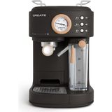 Create / Thera Retro Pro/yarı Otomatik Espresso Kahve Makinesi Siyah / 20 Bar, Süt Tankı, Damlama Tepsisi, Iki Çıkış Ağzı, Kapasite 1,5l, Çekilmiş Kahve Için, 1250W