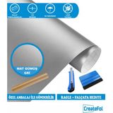 Createfol Mat Gümüs Gri Yapışkanlı Folyo Mutfak Dolap ve Mobilya Kaplama Folyosu Istedğiniz Ölçüde - 80 x 100 cm - Renkli