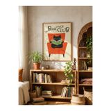 Creatick Design Kitap ve Kahve Temalı Ham Ahşap Çerçeveli Tablo Okuma Köşesi Duvar Dekoru Kitaplık ve Çalışma Odası Tablosu (20x30 - 30x40 - 40x60 - 50x70)