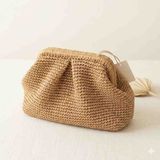 Creatif La Femme Burslu Kağıt Ip El Örgüsü Clutch Portföy Çanta - Hasır