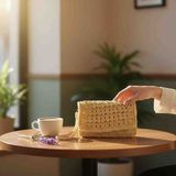 Creatif La Femme Sarı Kağıt Ipten Clutch Portföy El Örgüsü Kadın Çanta - 3T0 - Sarı