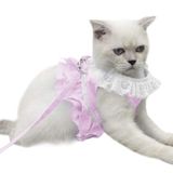 Creation Core Nefes Alabilen Kedi Dantel Elbise Koşum Takımı ile Uyumlu Kurşun Tasma Seti (Pembe, M)