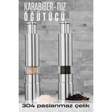 Creatividad Solutions 2'li Karabiber Tuz Öğütücü Profesyonel 304 Paslanmaz Çelik Manuel Baharat Değirmeni 720252
