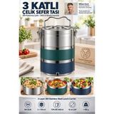 Creatividad Solutions 3 Katlı Sefer Tası Vakumlu Sızdırmaz Yemek Taşıma Kabı 16 cm Termos Beslenme Kutusu 19/10 Sus 304 Paslanmaz Çelik 723759