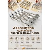 Creatividad Solutions 5 Tekerlekli Çift Taraflı Ayarlanabilir Akordeon Hamur Kesici Mantı Erişte Kesme Ruleti Profesyonel Paslanmaz Çelik Pasta Şerit Dilimleyici Bıçak Mantı Matik Pizza Kesici 723420