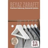 Creatividad Solutions 5'li Lüks Beyaz Elbise Ceket Askısı - Ergonomik & Kaymaz Plastik Askı Seti - Ahşap Görünümlü 722530 - Çok Renkli
