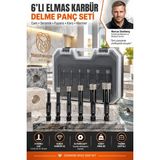 Creatividad Solutions 6'lı Elmas Karbür Cam Seramik Fayans Delme Panç Matkap Ucu Seti Çantalı Elmas Tozlu Karo Mermer Delici Uçlar 723720