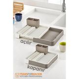 Creatividad Solutions Açılır-Kapanır Bulaşıklık - Bulaşık Durulama Sepeti Tabaklık Bulaşık Kurutmalık Latte 721706
