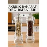 Creatividad Solutions Baharat Öğütücü - Baharat Karabiber Tuz Değirmeni Ahşap Akrilik Kristal 2 Li Set 721773
