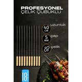 Creatividad Solutions Çelik Şiş Çubuğu - Mangal Şişi Ahşap Saplı Kebap Şişi 18 Adet 721986