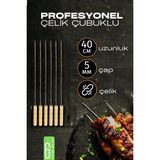 Creatividad Solutions Çelik Şiş Çubuğu - Mangal Şişi Ahşap Saplı Kebap Şişi 6 Adet 721985