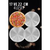 Creatividad Solutions Delikli Pizza Lahmacun Tepsisi Çelik 17 ve 22 cm 4 Lü Set 721570