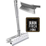 Creatividad Solutions Fırçalı ve Silikon Uçlu Cam Sil Çekçek 2 Yönlü Temizlik Fırçası – 35X22 cm | Süpürme ve Sıyırma Fonksiyonlu | Ergonomik Saplı 423698