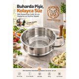 Creatividad Solutions Haşlama Aparatı Kevgir Süzgeç 24 cm Buharda Pişirme Mantı Makarna Süzgeci Tencere Içi Haşlama Sepeti 18/10 304 Paslanmaz Çelik 723658
