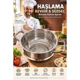Creatividad Solutions Haşlama Aparatı Kevgir Süzgeç 26 cm Buharda Pişirme Mantı Makarna Süzgeci Tencere Içi Haşlama Sepeti 18/10 304 Paslanmaz Çelik 723657