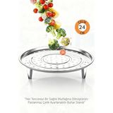 Creatividad Solutions Inox Çelik Ayaklı Buharlı Pişirme Aparatı - 24 cm Çok Amaçlı Tencere Içi Haşlama Standı 722697