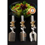 Creatividad Solutions Kelebek Figürlü 3’lü Paslanmaz Çelik Servis Maşası Seti - Salata, Pasta ve Izgara Maşası 722696