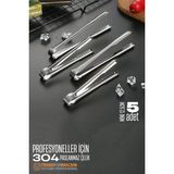 Creatividad Solutions Mini 12.5 cm Buz Maşası - Şeker Limon Maşası Kokteyl Servis Maşası 5 Li Paket 304 Paslanmaz Çelik 721753