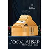Creatividad Solutions Natural Ahşap Elbise Askısı 12 Adet Montague Design 719133 - Çok Renkli