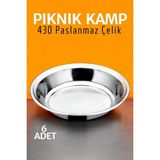 Creatividad Solutions Paslanmaz Çelik Tabak Seti Kamp Piknik Tabağı 6 Adet 721502