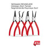 Creatividad Solutions Profesyonel 4'lü Segman Pensesi Seti | 18 cm | Iç Dış Eğri Düz Uçlu Yaylı Pense Takımı 722504