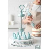 Creatividad Solutions Profesyonel 8'li Başlıklı Pasta Krema Süsleme Pompası Seti Enjektör Uçlu 722555