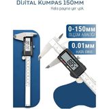 Creatividad Solutions Profesyonel Dijital Kumpas 150MM - Karbon Fiber Gövde, Hassas LCD Ekran, Inç/metrik Ölçüm