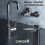 Creavit Bevel Krom Lavabo-banyo-eviye Bataryası 3'lü Set Bv1500-bv2500-bv8500 Gri
