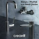 Creavit Bevel Krom Lavabo-Banyo-Eviye Bataryası 3'Lü Set Bv1500-Bv2500-Bv8500