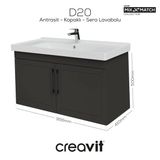 Creavit D20 100 Cm Kapaklı Lavabo Dolabı Antrasit Lake