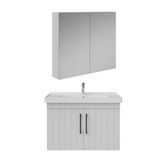 Creavit D20 80Cm Kapaklı Lavabo Dolabı Dolaplı Ayna Takımı Beyaz Lake