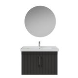 Creavit D20 80Cm Kapaklı Lavabo Dolabı Yuvarlak Ayna Takımı Antrasit Lake