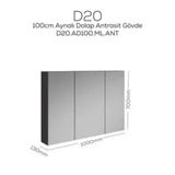 Creavit D20 Antrasit 1000x700x130 mm Aynalı Dolap
