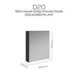 Creavit D20 Antrasit 600x700x130 mm Aynalı Dolap