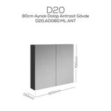 Creavit D20 Antrasit 800x700x130 mm Aynalı Dolap
