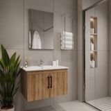 Creavit D20 Banyo Dolabı Seti Çekmeceli 65 cm Everest - Kahverengi - Beyaz