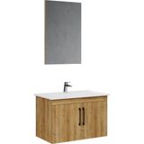 Creavit D20 Banyo Dolabı Seti Çekmeceli 80 cm Everest - Kahverengi - Beyaz
