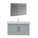Creavit D20 Kapaklı Lavabo Dolabı Dolaplı Ayna Takımı Gri Lake 100 cm