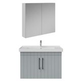 Creavit D20 Kapaklı Lavabo Dolabı Dolaplı Ayna Takımı Gri Lake 80 Cm