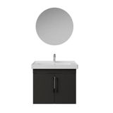 Creavit D20 Kapaklı Lavabo Dolabı Takımı Yuvarlak Ayna Antrasit 65 Cm