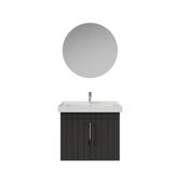 Creavit D20 Kapaklı Lavabo Dolabı Takımı Yuvarlak Ayna Antrasit Lake 65 Cm