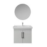 Creavit D20 Kapaklı Lavabo Dolabı Takımı Yuvarlak Ayna Beyaz 65 cm