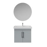 Creavit D20 Kapaklı Lavabo Dolabı Takımı Yuvarlak Ayna Gri 65 Cm