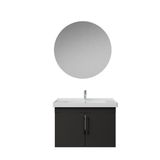 Creavit D20 Kapaklı Lavabo Dolabı Yuvarlak Ayna Takımı Antrasit 80 cm